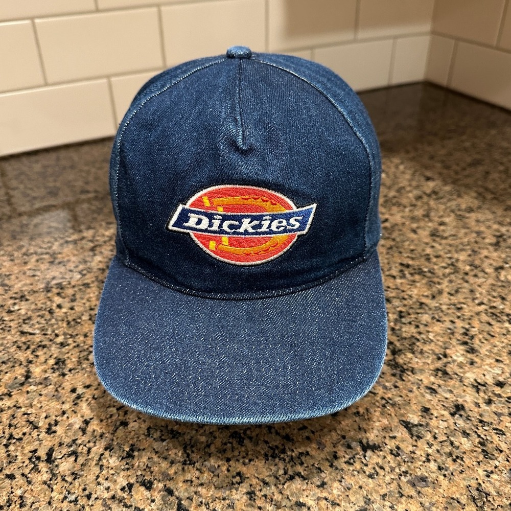 Vtg Dickies Denim Hat Strap Back Adjustable Blue Hat